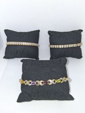 Sterling Silver Multi-Stone Bracelet Trio